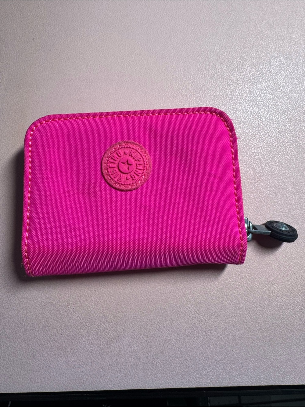 Kipling Neon Pink Zip-Around Mini Wallet
